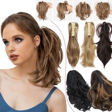 Echt Natürlich Klammer Haarteil Zopf Pferdeschwanz Haarverlängerung Gerade Dutt