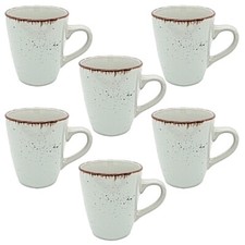 Kaffeebecher 6 Stück Tasse 400ml Steingut Keramik Kaffee Becher Tasse Grau