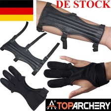 Armschutz Einstellbare 3 Riemen Leder & Handschuh Bogenschießen Bogen jagd Ziel