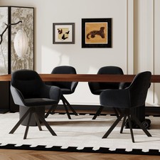 Goeurvant Esszimmerstühle 4er Set Küchenstühle Armlehne Samt Drehstuhl Schwarz