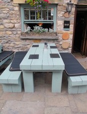 2,4 m rustikaler Massivholz Outdoor Schlaftisch und Bänke Gartenmöbel 5⭐️