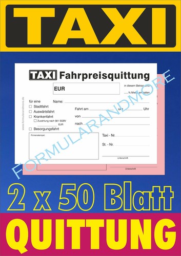 Taxi quittung 2x50 - 2x50, blatt