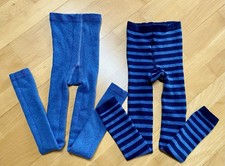 2er Pack Tchibo Thermo Leggings 134/140  warme Hose blau gestreift und grau