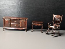 vintage German Puppenhausmöbel Sammlung 3 Teilig Holz -HANDMADE-RARE SAMMLER