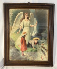 altes Schutzengelbild gerahmt 39 x 51 cm Falzmaß