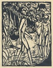 Erich Heckel - Männer am Strand - Holzschnitt 1919
