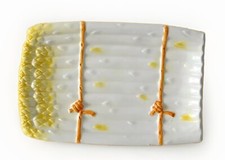 BASSANO KERAMIK Spargel Platte rechteckig 25 cm SPARGEL Weiß Gelb MEDITERRAN