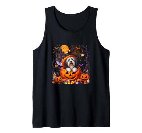 Bearded collie halloween tank - bearded,