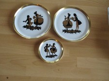 Original Fürstenberg Porzellan Wandteller Teller schwarz gold VINTAGE