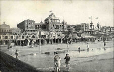 SCHEVENINGEN Briefkaart Holland ~1907 Kinder spielen im Meer Umkleide Häuser