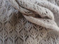 Edle Handarbeit, beige, Ajour Schal hochwertigem Angora + Seide, 45x200 cm