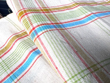 Alter farbiger Leinenballen Karo für 6 grosse dicke Geschirrtüch um 1930