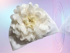 Babymütze zum Taufkleid Taufmütze Baby Turban Taufhut Mütze Taufe weiß 0-6 Mon