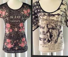 Shirt Damen 2x Mister &Lady Gr. S  Glitzer Sommer Kurzarm Spitze Blind Date 