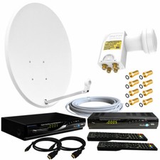 Digitale Satanlage 60cm Spiegel 2x HDTV Sat-Receiver Quad LNB 0,1dB 4Teilnehmer 