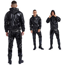 DE Herren Jacke Mit Hose Joggen Sportanzug Ausbildung PVC Saunaanzug Winddicht