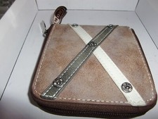 Ausgefallene Geldbörse beige/braun, innen blau