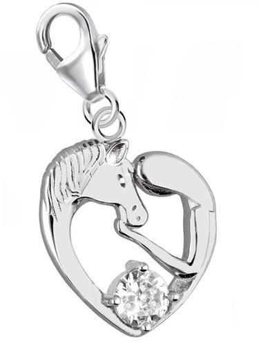 Zirkonia pferd herz charm 925 - zirkonia,