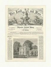 Pavillon von Marly Holzstich Frankreich Schloss Marly le Roi Tor Bäume E 0982