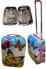 Kinderkoffer Handgepäck Koffer Mädchen LED Skater Rollen Schmetterling Butterfly