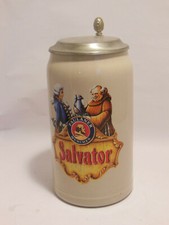 Paulaner Brauerei Salvator Bierkrug Masskrug Zinndeckel zum 65.Geburtstag 1l
