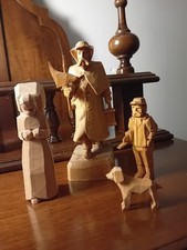 Konvolut Orig.Echt Erzgeb. Handarbeit, 9 Schnitzfiguren, versch. Größen