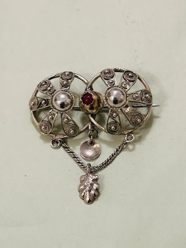 Silber herz brosche - herz,