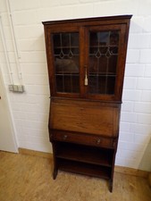 Kleiner Sekretär Eiche mit Bleiverglasung England?