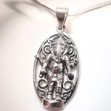 Ganesh 925 Sterling Silber Anhänger Hindu Gott Ganesha - Der Entferner von Hindernissen