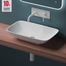 Waschbecken Keramik Waschschale weiß Aufsatzwaschbecken mit Lotus-Effekt NANO