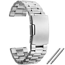 14. 16. 18. 20. 22. 24. 26mm Edelstahl Glieder-Uhrenarmband Faltschließe Silbern