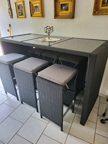 Tlg tisch set - 7-tlg., rattanoptik