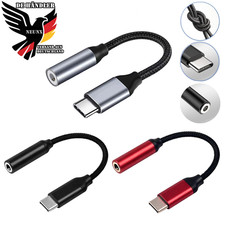 USB Typ-C auf zu Aux 3,5mm Klinke Kopfhörer Audio Alu Adapter für iPhone Samsung
