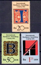 DDR 3245-3247 , postfrisch / ** / IBA , Buchkunst Ausstellung Leipzig