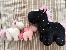 Set Nici Einhorn Theodor schwarz Glitzer und zwei kleine rosa weiß