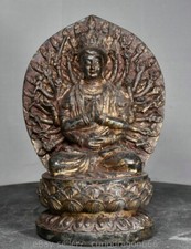 8" Alte chinesische Kupfer Sitz 1000 Arme Avalokiteshvara der Göttin Statue