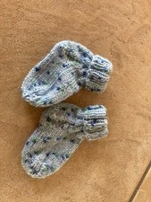 Baby Strickschuhe blau meliert