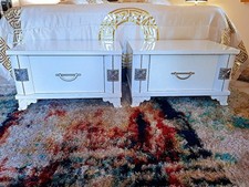 2x Nachts-Schränke Nachttische weiß silber Chrom hochglanz Strass 68cmx44cmx40cm