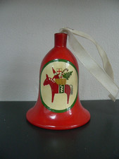 Vintage Weihnachts Glocke Dala Pferd Holz Pferd Rot