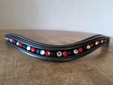 Swarovski Stirnriemen Warmblut Blau, Weiß. Rot