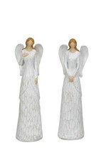 Engel  2fach sort. weiß stehend 6x5cm H22cm Polyresin Weihnachten Figur Skulptur