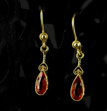 Ohrringe Gold 585 Citrin orange antik Ohrhänger - nostalgisch schön & zierlich