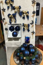 Weihnachtsbaum Dekoration Set Kugeln Schleifen Gesteck Girlande blau gold silber