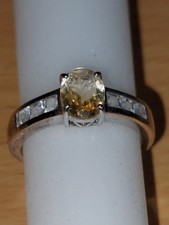 Citrin,Quarz, Ring mit weißer