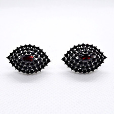 Große Navette Mosambik Granat Ohrstecker 925 Silber 585 Weißgold vergoldet