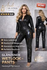 Glänzende Wetlook Hose Damen