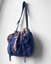 Vintage Umhängetasche Messenger Bag - European 70er Jahre Canvas blau