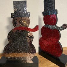 XXL Schneemann -62cm Deko Winter SKULPTUR Weihnachten Edel Spiegel Mosaik