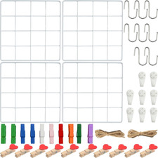 4 Stück 20 × 20 cm Wandgitter (mit Zubehör) Gitter Pinnwand Fotogitter Memoboard