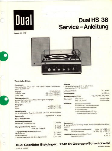 Dual service manual - service, für